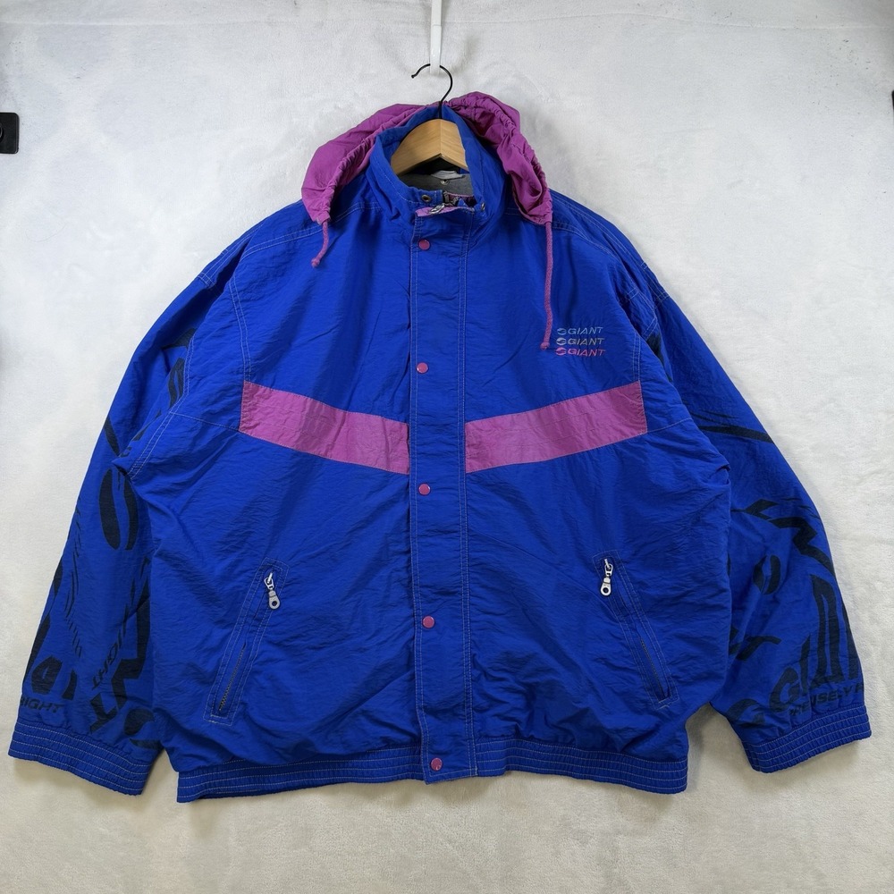 Vintage 80s Giant Snap On Full Zip Up Winbreaker Men Size XL
